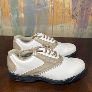 FootJoy GreenJoys Saddle White/Beige Soft Spike Golf shoes women’s 8 M